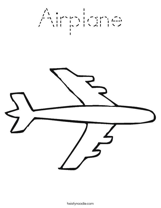 Coloring The airplane template. Category The contour of the aircraft. Tags:  the contours, patterns, planes.