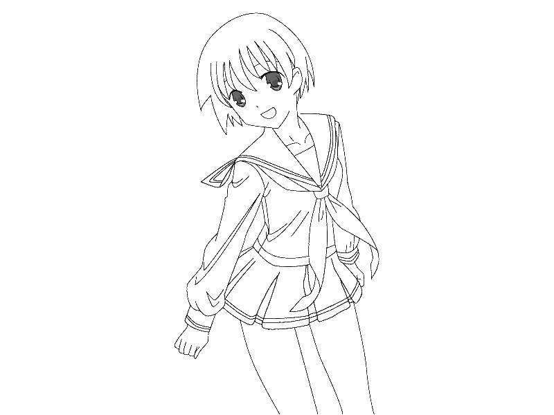 Coloring Schoolgirl anime. Category anime. Tags:  anime, girl, schoolgirl.