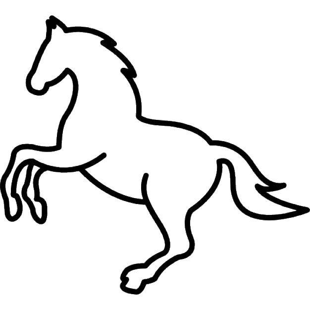 Название: Раскраска Скачущий конь. Категория: лошади. Теги: лошади, конь, контуры, шаблоны.