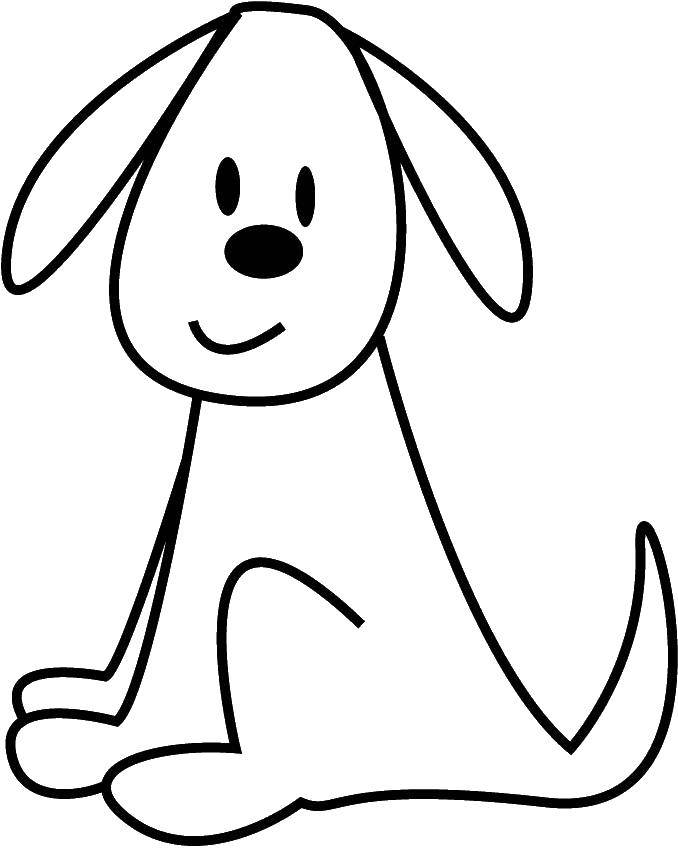 Название: Раскраска Смешной пёсик.. Категория: простые раскраски. Теги: Животные, собака.