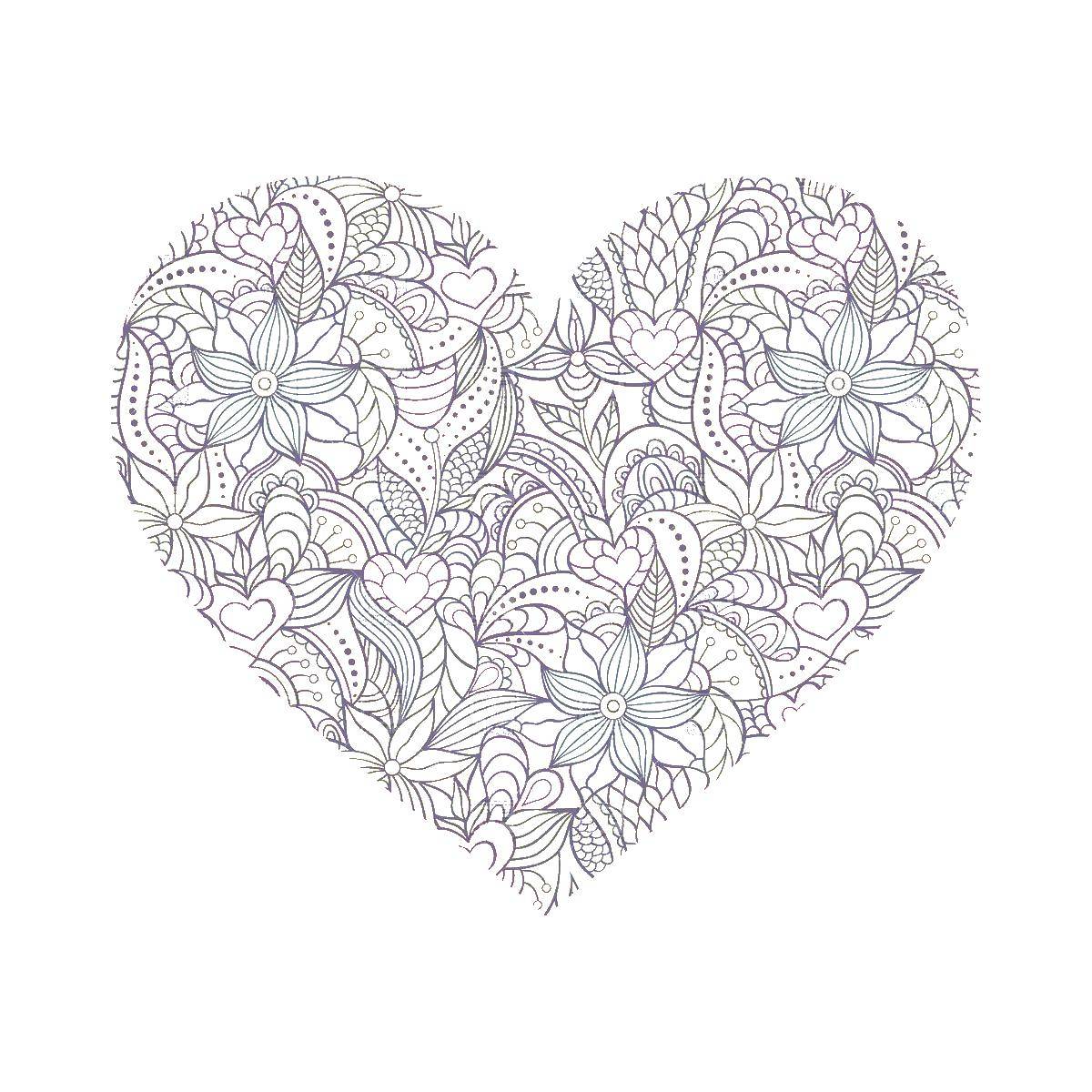 Coloring Floral heart. Category Bathroom with shower. Tags:  the antistress, patterns, flowers.