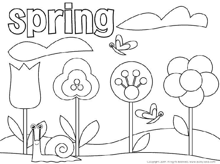 Название: Раскраска Весна!. Категория: Весна. Теги: Весна, цветы, тепло , подснежники.