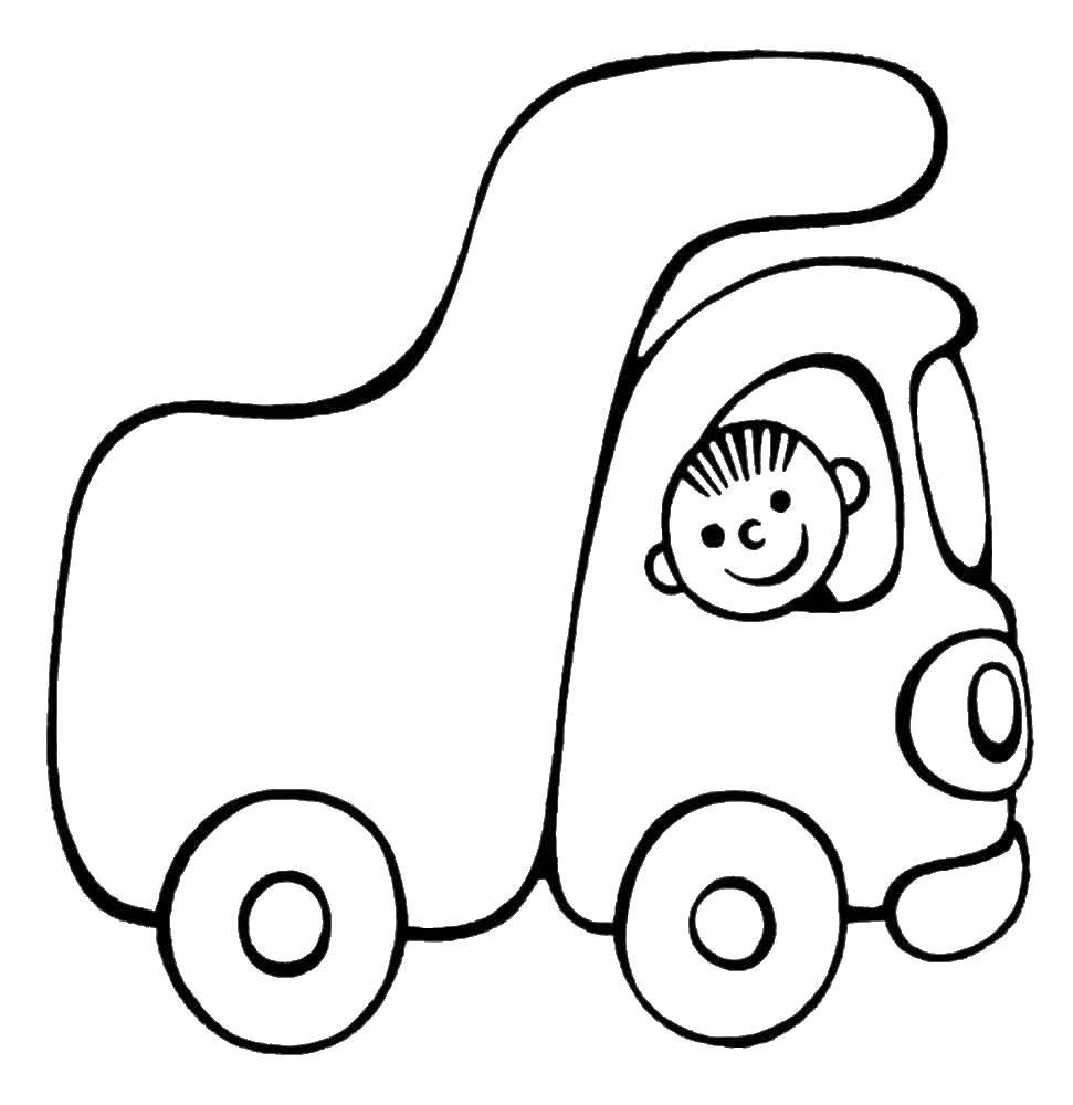 Название: Раскраска Весёлый водитель. Категория: Раскраски для малышей. Теги: Транспорт, грузовик.