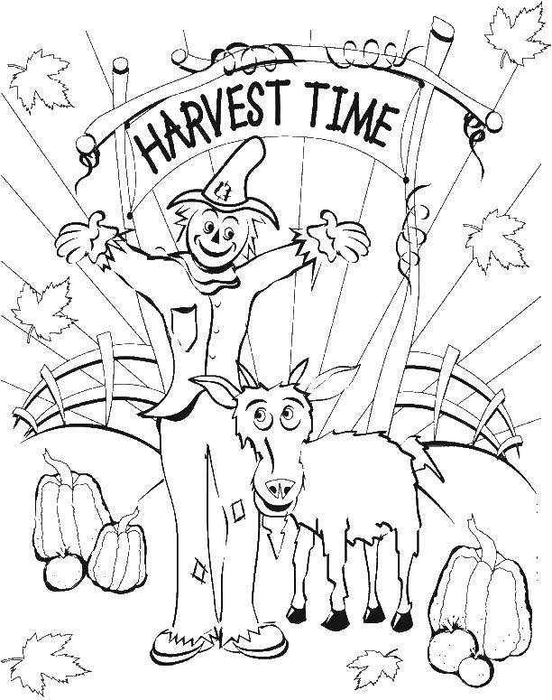 Название: Раскраска Время сбора урожая. Категория: Осень. Теги: время, сбор урожая.