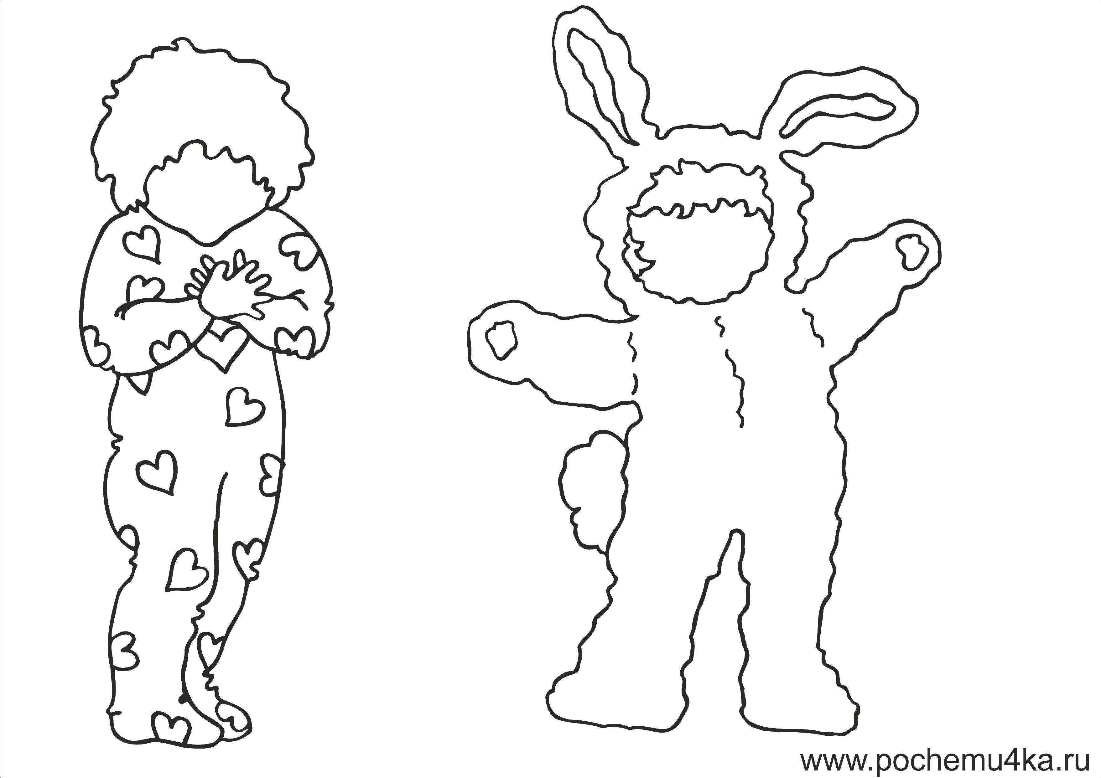 Coloring Bunny and pajamas. Category children. Tags:  children, pyjamas, suits, baby.