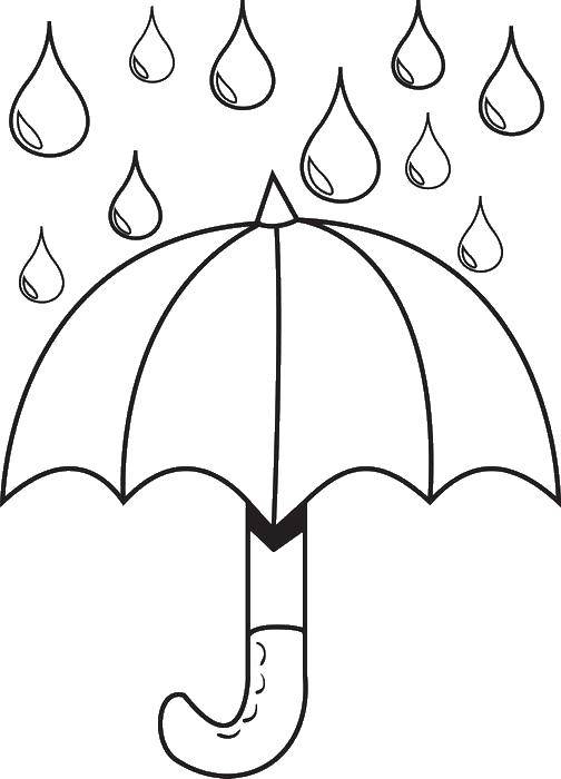 Название: Раскраска Зонтик и капли дождя. Категория: Весна. Теги: зонтик, дождь.