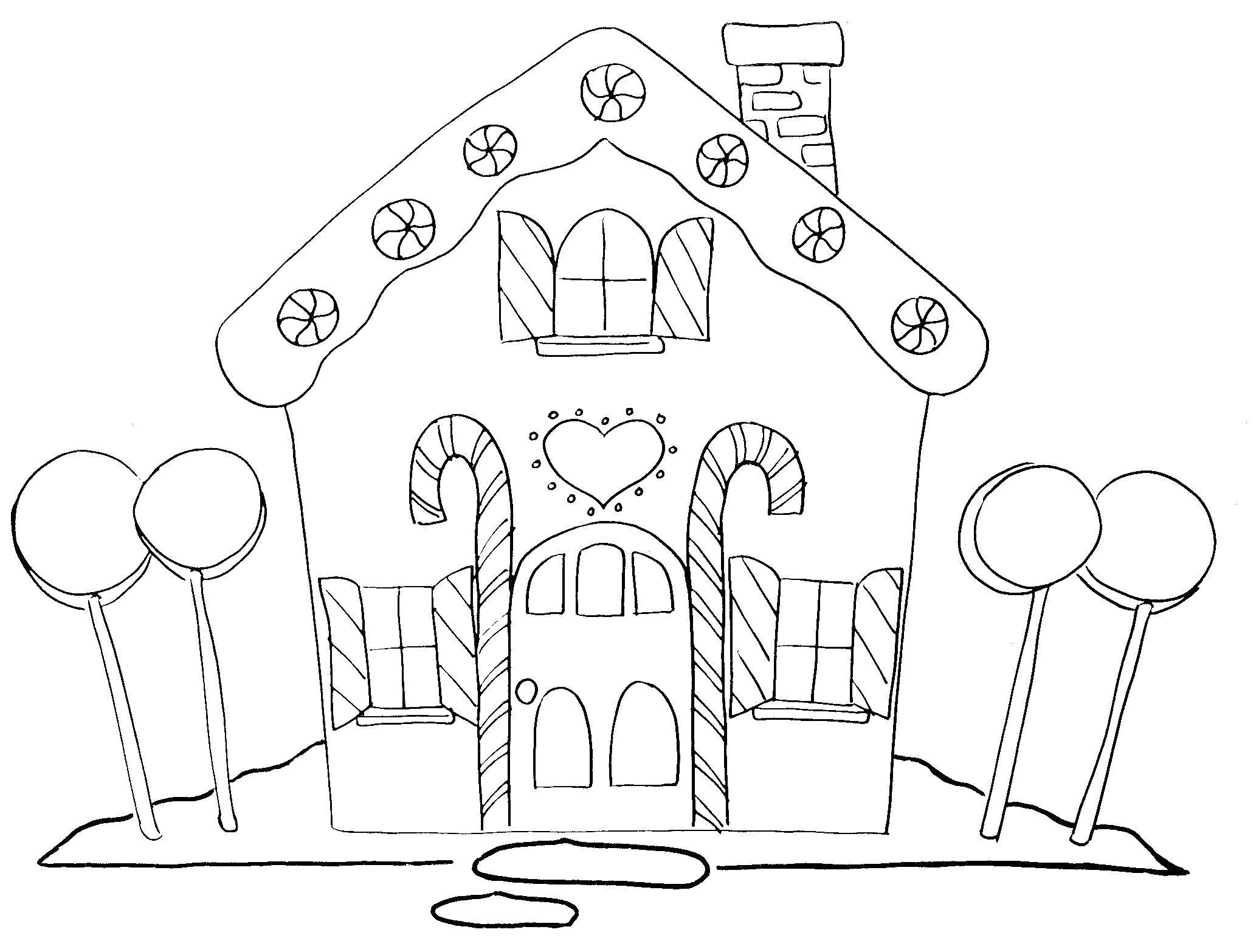 Опис: розмальовки  Будинок побудований з солодощів. Категорія: Розмальовки будинок. Теги:  Будинок, будівлю.