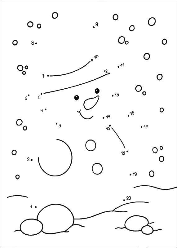 Розмальовки  Домалюй за номерами сніговика. Завантажити розмальовку за номерами, по цифрах, сніговики.  Роздрукувати ,За номерами,