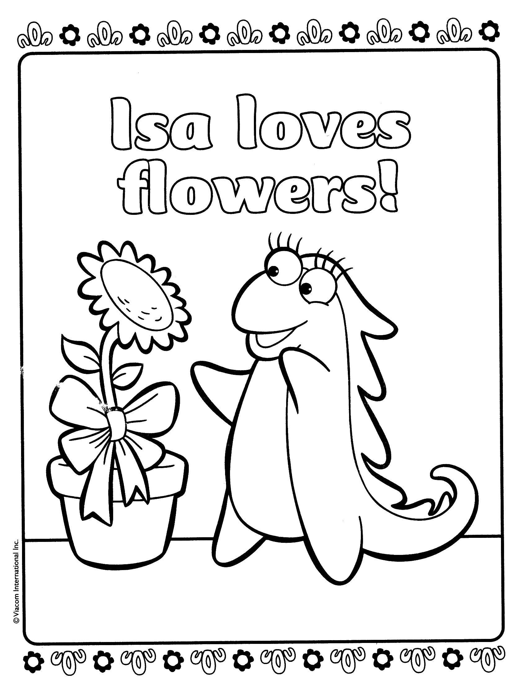 Розмальовки  Іса любить квіти!. Завантажити розмальовку Персонаж з мультфільму.  Роздрукувати ,даша мандрівниця,