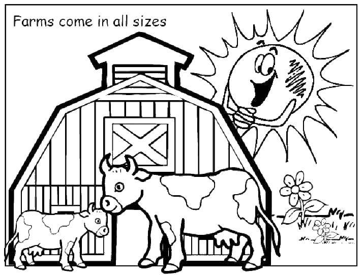 Розмальовки  Корови на фермі. Завантажити розмальовку ферма, тварини, корови.  Роздрукувати ,ферма,