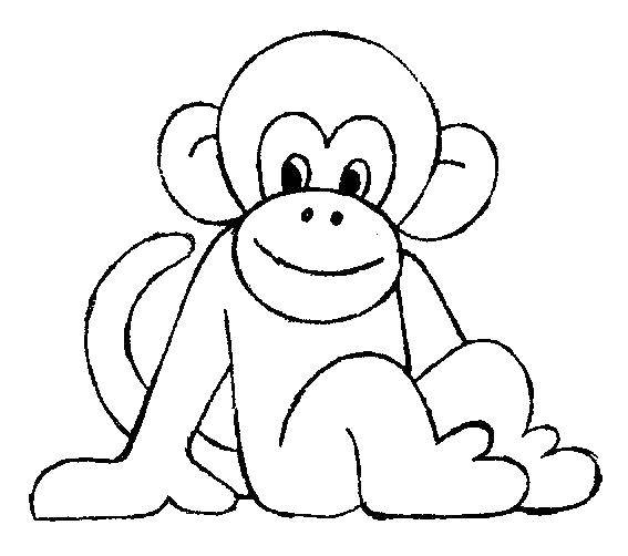 Розмальовки  Уважна мавпочка. Завантажити розмальовку Тварини, мавпочка.  Роздрукувати ,Тварини,