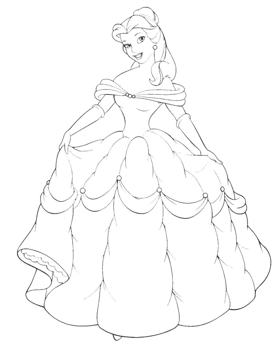 Coloring Belle. Category Disney coloring pages. Tags:  Belle, beauty and the beast, Disney cartoons.