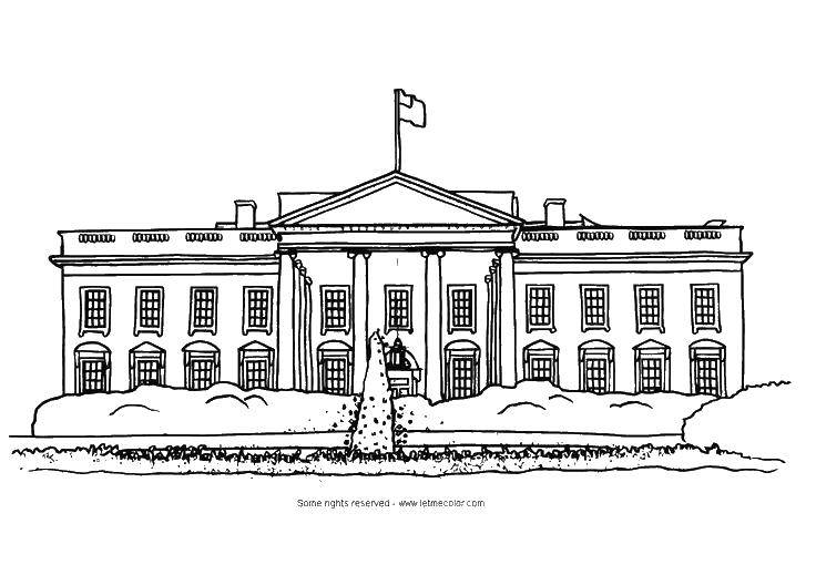 Coloring The white house. Category Coloring house. Tags:  home, building, white house.