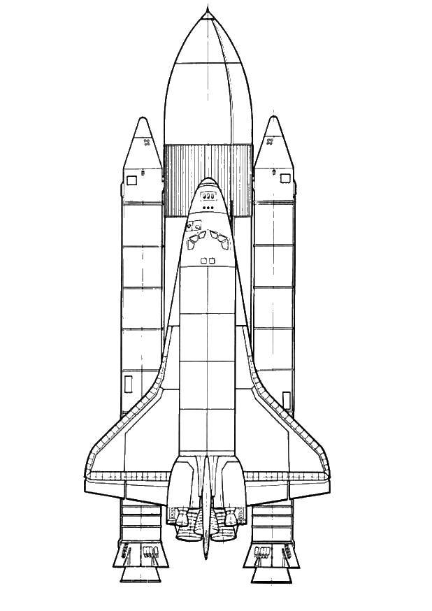 Coloring Big rocket. Category rockets. Tags:  rocket, planet, space.