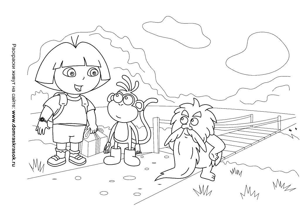 Coloring Dora the Explorer and monkey slipper. Category duck tales. Tags:  Dora the Explorer and monkey slipper.