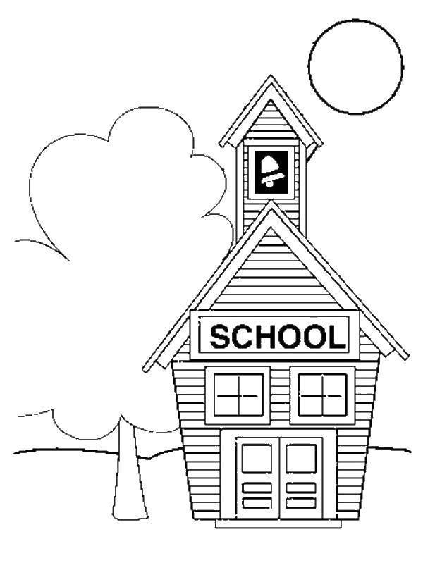 Coloring Wood school. Category school. Tags:  School, class, lesson, children.
