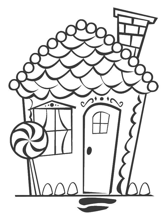 Название: Раскраска Домик из сладостей.. Категория: Раскраски дом. Теги: Дом, здание.