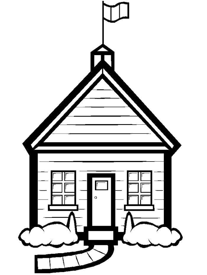 Название: Раскраска Домик с флагом. Категория: Раскраски дом. Теги: дома, домики.