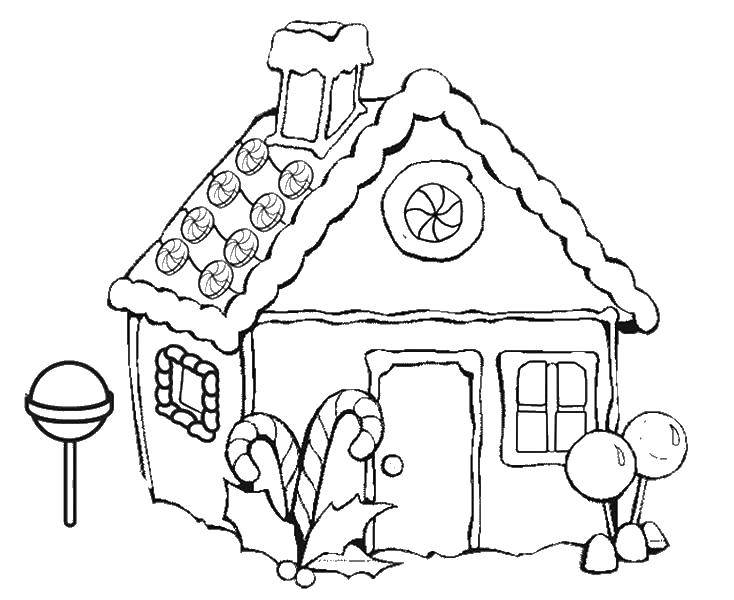 Название: Раскраска Домик с леденцами. Категория: Раскраски дом. Теги: дома, домики, леденцы.