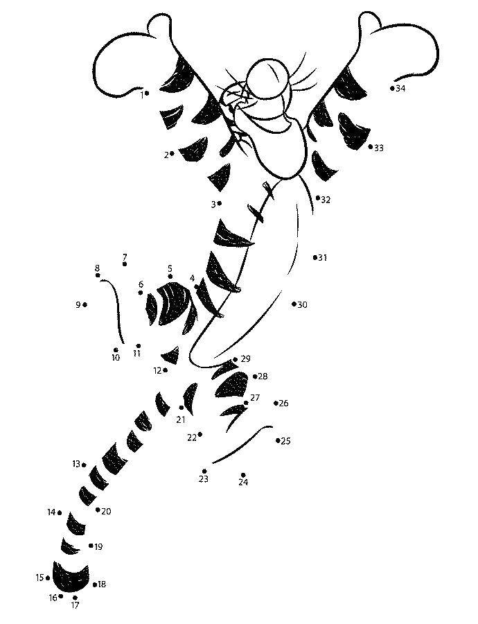 Название: Раскраска Дорисуй тигру по номерам. Категория: Нарисуй по точкам. Теги: по номерам, по точкам, Тигра.