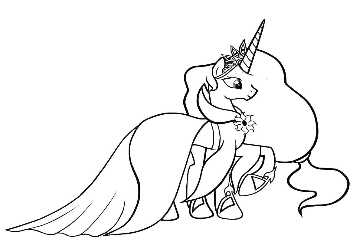 Coloring A unicorn with a beautiful mane. Category Disney coloring pages. Tags:  disney, pony, mane.