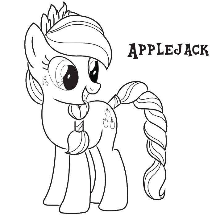 Название: Раскраска Эпплджек. Категория: мой маленький пони. Теги: мой маленький пони, Эпплджек, лошадки.