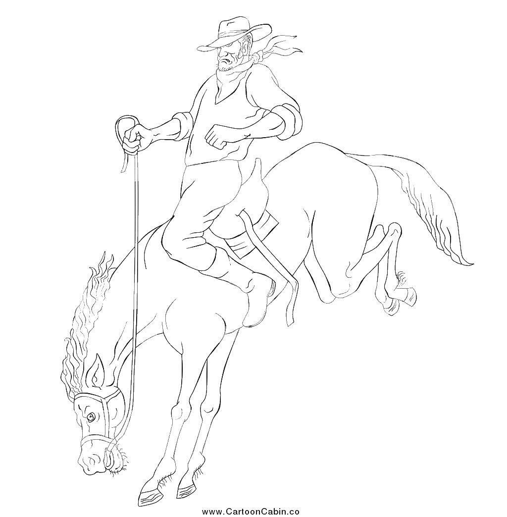 Coloring The cowboy on the horse. Category Animals. Tags:  animals, horses, cowboy.