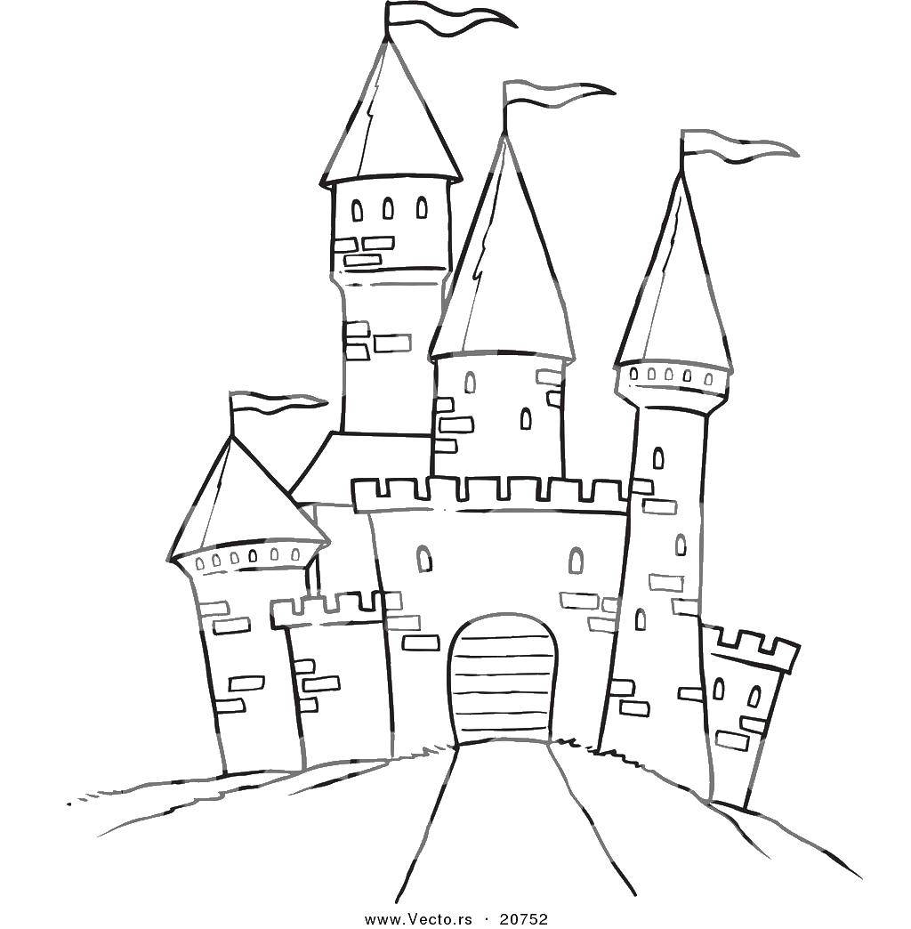 Название: Раскраска Королевский замок. Категория: Замки. Теги: архитектура, замки, королевство.