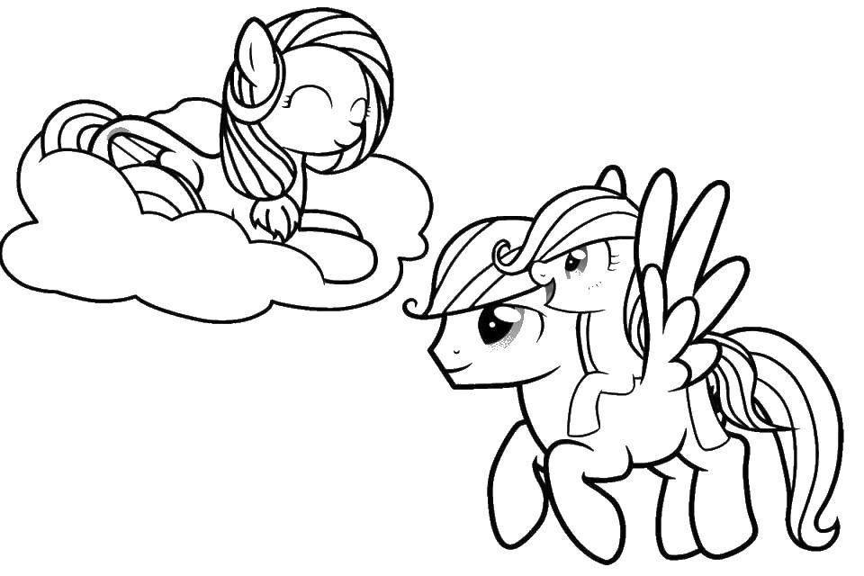 Название: Раскраска Крылатые пони. Категория: мой маленький пони. Теги: мой маленький пони, крылатые лошадки.