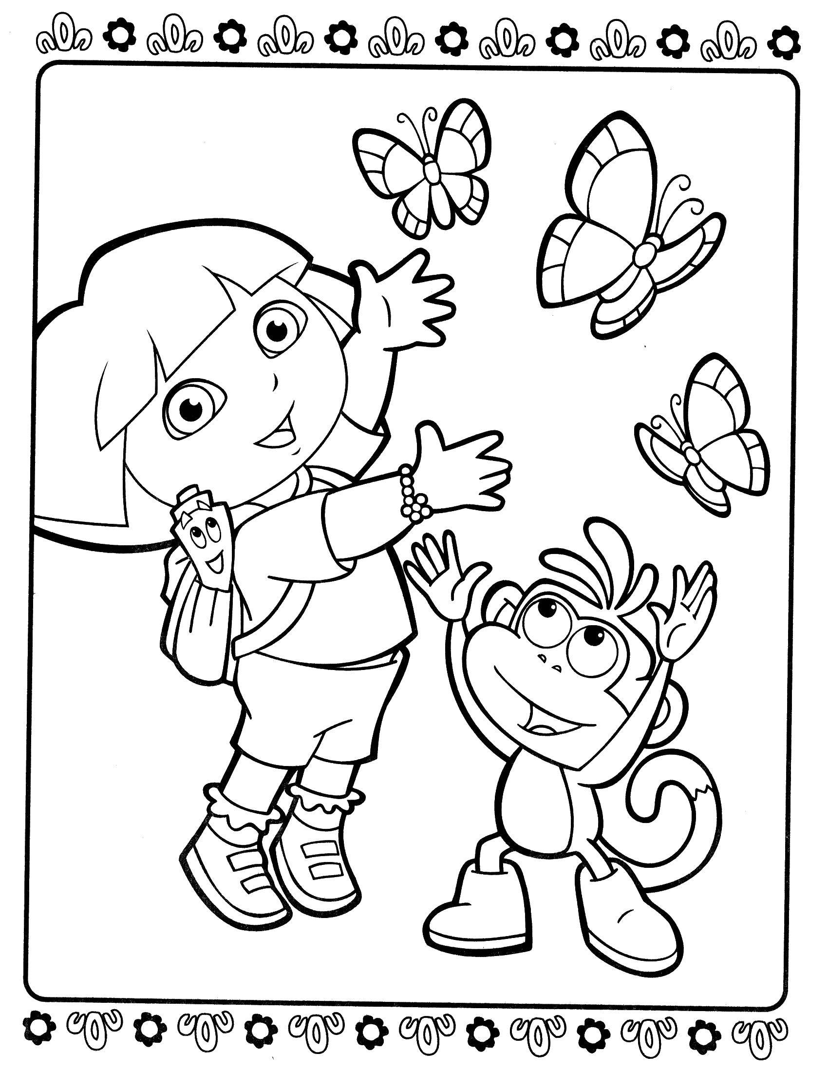 Coloring Catching butterflies.. Category Dasha traveler. Tags:  Cartoon character.