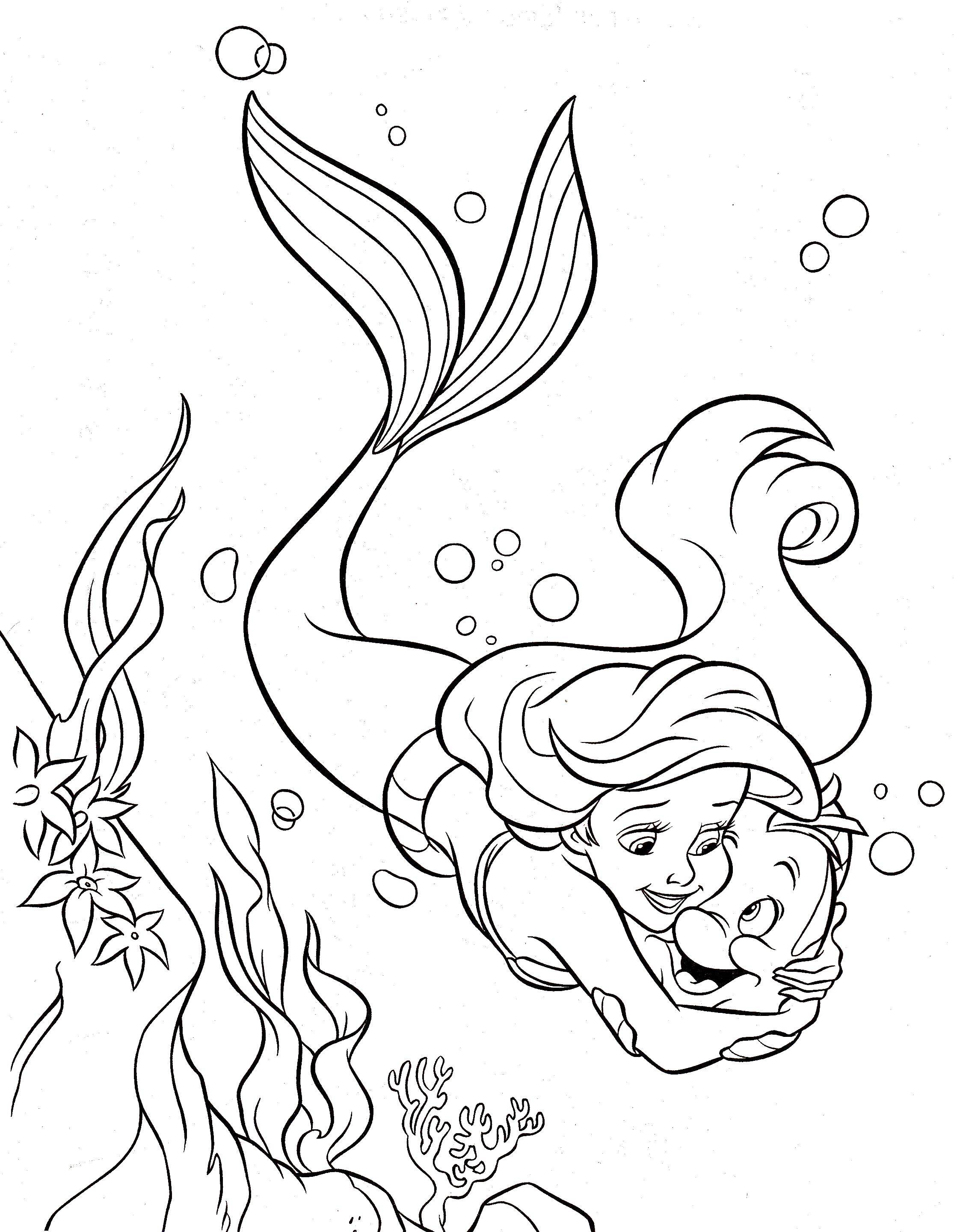 Coloring Best underwater friends. Category Disney coloring pages. Tags:  Disney, the little mermaid, Ariel.