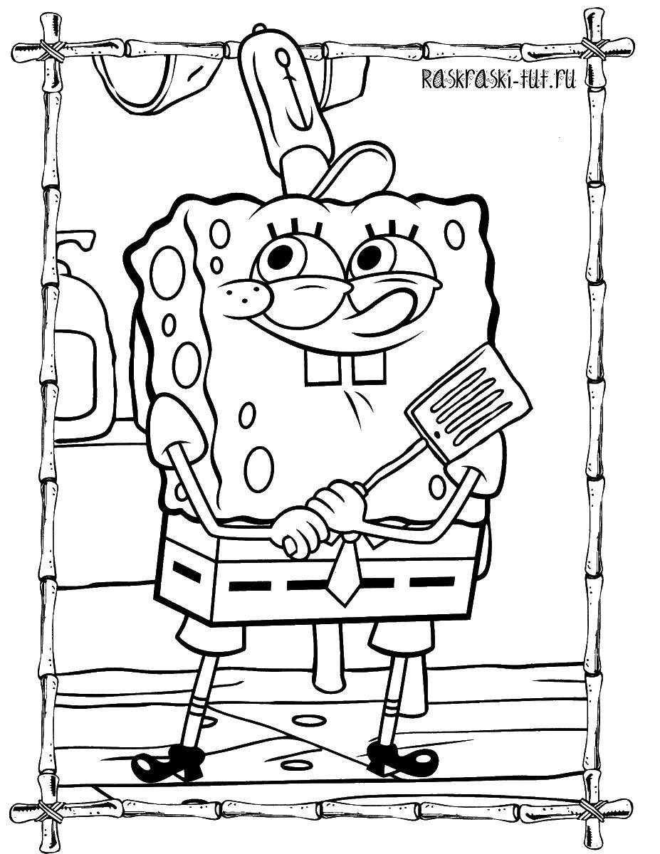 Coloring Favorite work chef. Category spongebob. Tags:  Cartoon character.