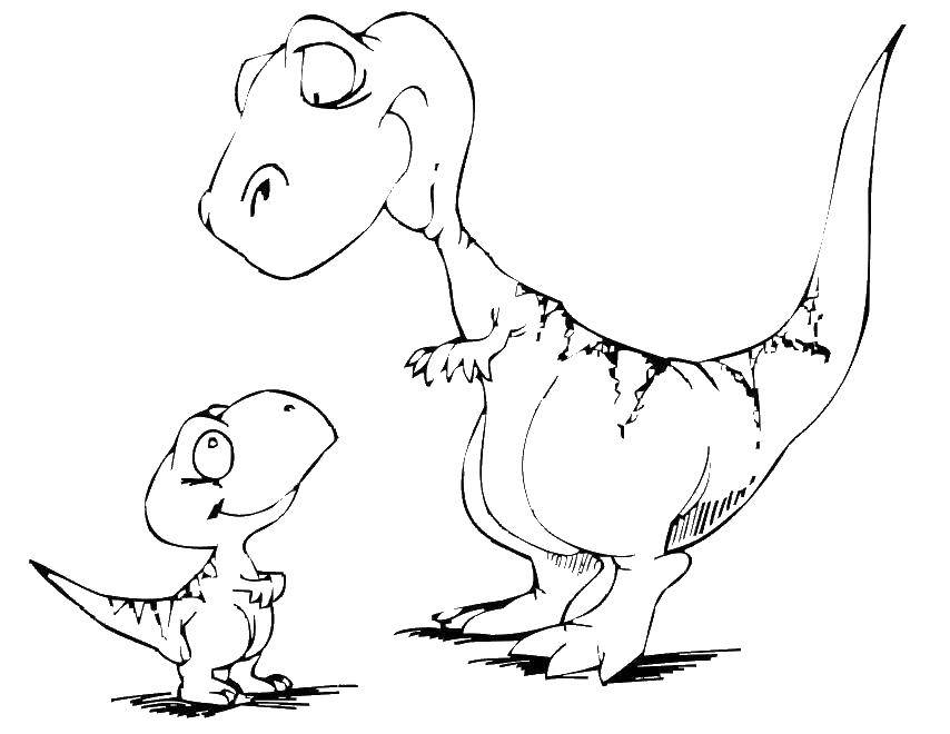 Название: Раскраска Мама динозавр и динозаврик. Категория: динозавр. Теги: динозавры, динозаврик.