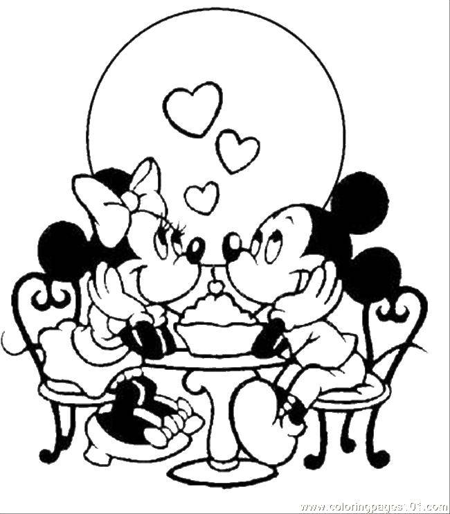 Coloring Mickey mouse and mini mouse for dinner. Category cartoons. Tags:  Mickey mouse, Mini mouse, love, cartoons.
