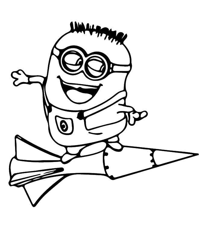 Coloring Minion on rocket. Category the minions. Tags:  the missile, minion.
