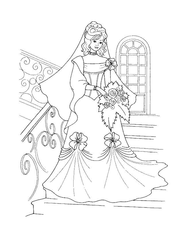 Название: Раскраска Невеста в замке. Категория: Замки. Теги: замок, невеста, свадьба.