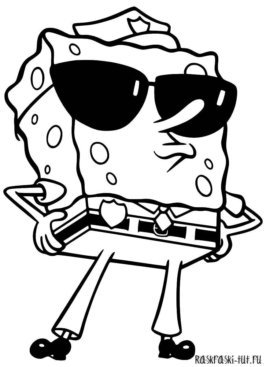 Coloring Police spongebob. Category spongebob. Tags:  Cartoon character, spongebob, spongebob.