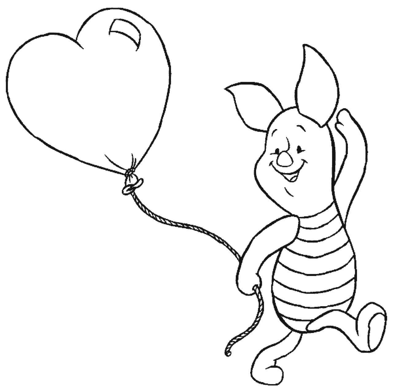Coloring Pig heels with the ball. Category Disney coloring pages. Tags:  Disney cartoons, Winnie the Pooh, Piglet.
