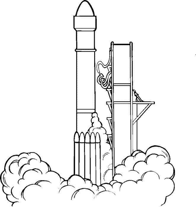 Название: Раскраска Ракета на взлете. Категория: День космонавтики. Теги: ракета.