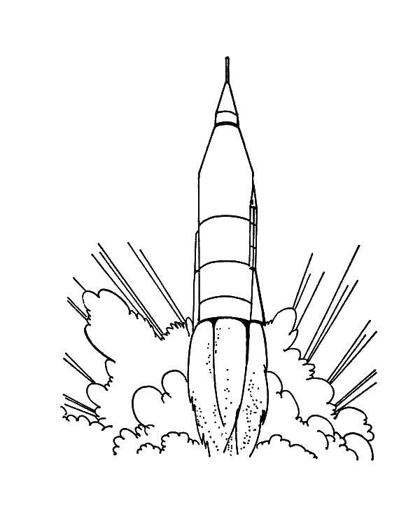 Coloring Rocket in space. Category The day of cosmonautics. Tags:  rocket.