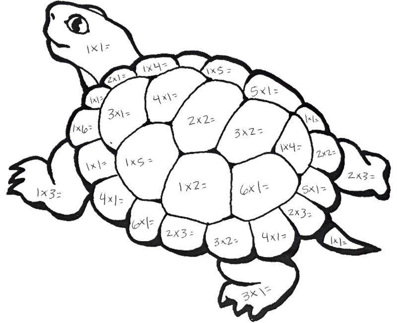 Coloring Color by numbers turtle. Category mathematical coloring pages. Tags:  Math, counting, logic.