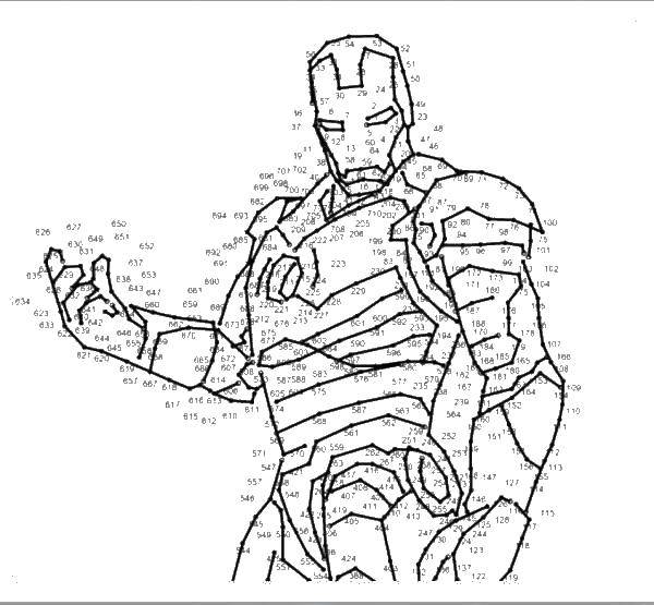 Coloring Color by numbers iron man. Category Draw points. Tags:  The sample numbers.