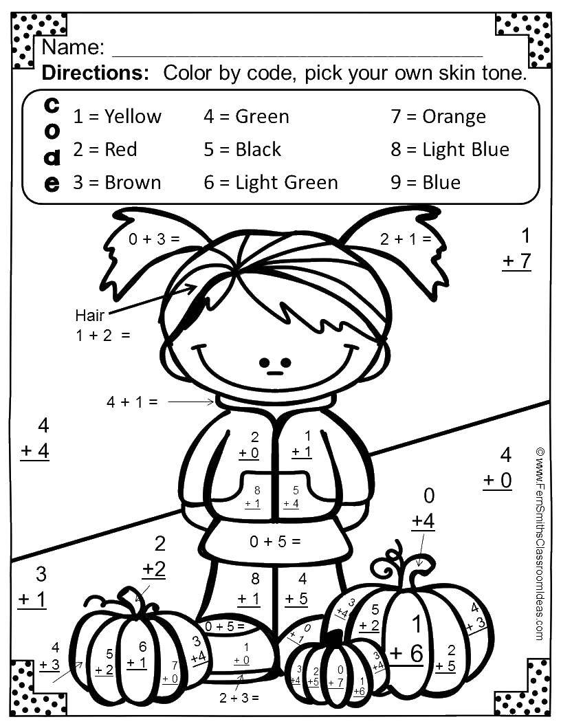 Coloring Solve mathematical examples. Category mathematical coloring pages. Tags:  Math, counting, logic.