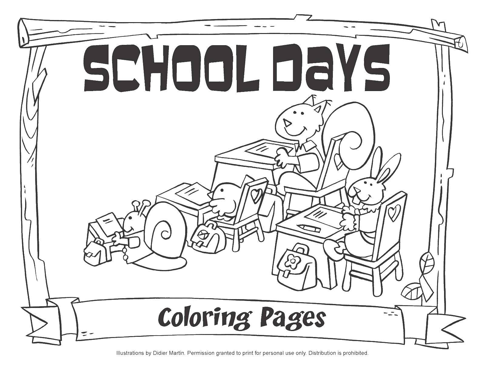 Название: Раскраска Школьные дни. Категория: школа. Теги: Школа, класс, урок, дети.