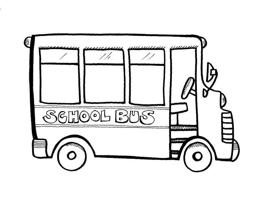 Название: Раскраска Школьный автобус.. Категория: школа. Теги: Школа, автобус, ученики.