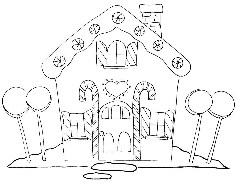 Название: Раскраска Сладостный домик. Категория: Раскраски дом. Теги: Дом, здание.
