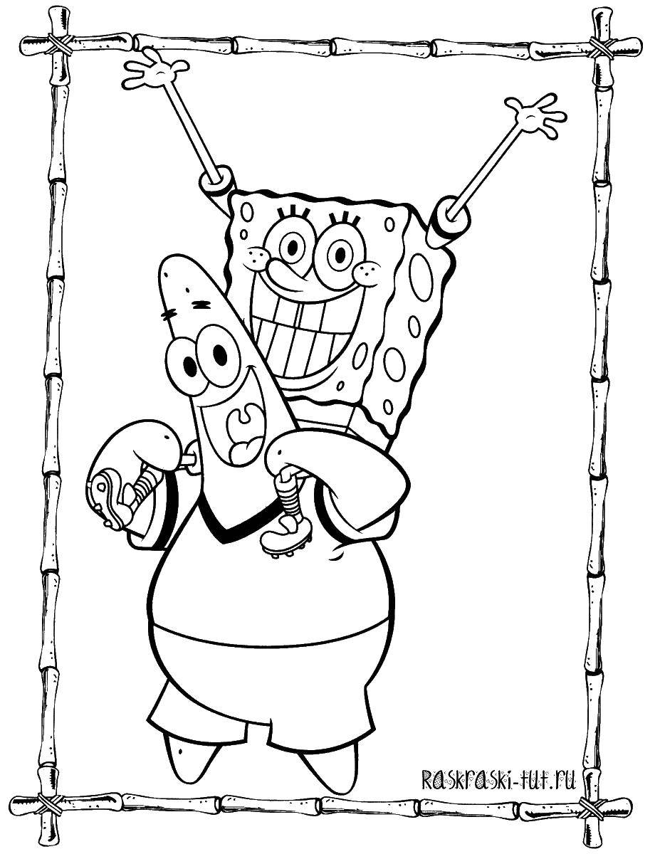 Coloring Spongebob is riding on Patrick. Category spongebob. Tags:  Cartoon character, spongebob, spongebob, Patrick.