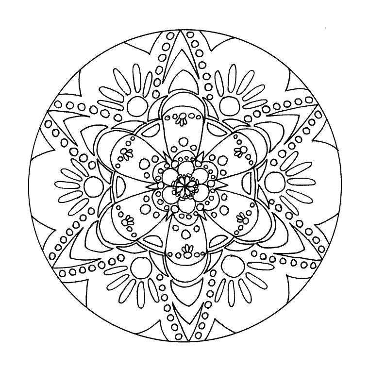 Название: Раскраска Цветок в центре круга. Категория: узоры. Теги: Узоры, цветок.