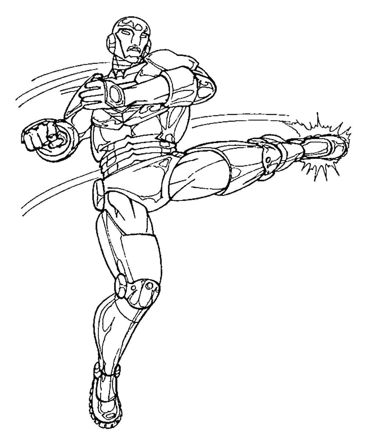 Coloring The shot of iron man. Category iron man. Tags:  Kick, iron man.