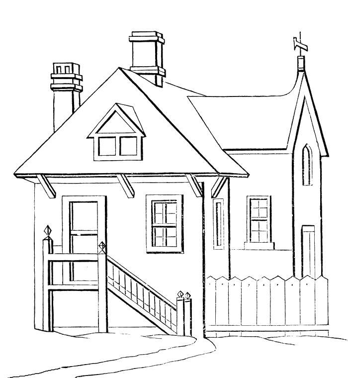 Название: Раскраска Уютный маленький дом. Категория: Раскраски дом. Теги: Дом, здание.